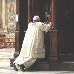 Pope Francis goes to Confession cropped